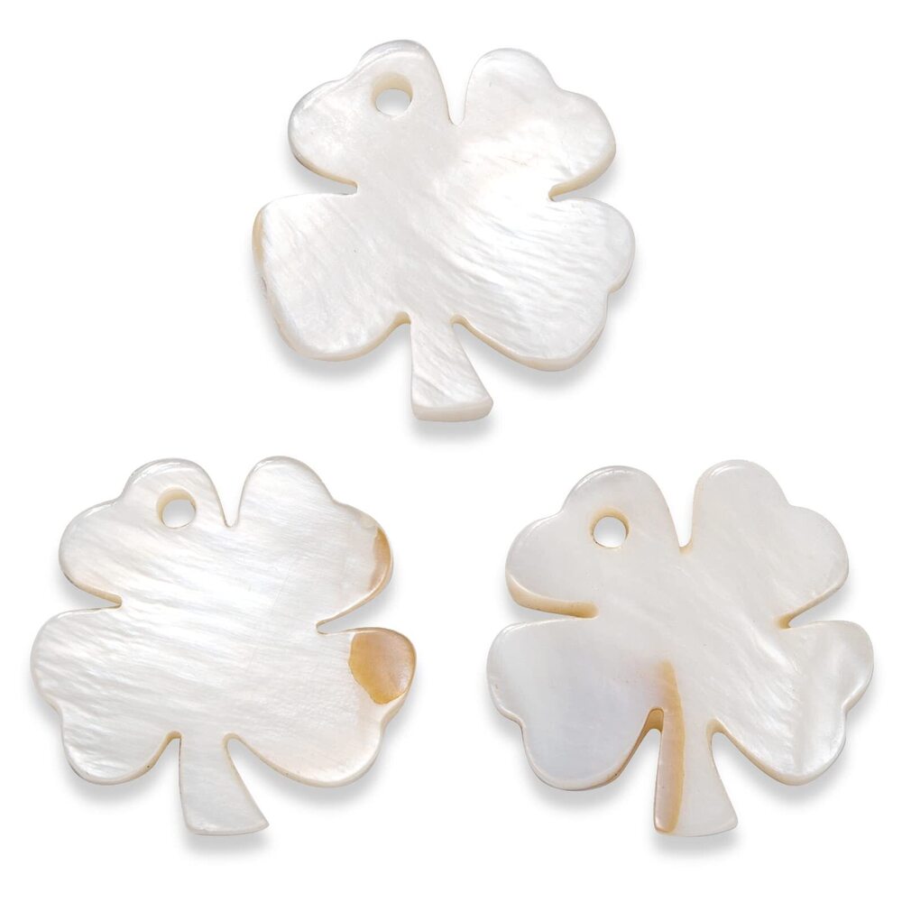 3082 50 Pcs Freshwater Shell Irish Shamrock Lucky Four Leaf Clover Charm